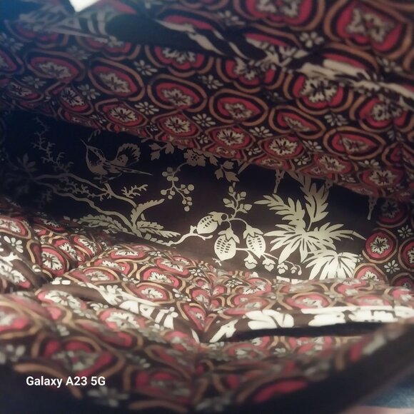 Vera Bradley Floral Quilted Shoulder Bag With Asian-Inspired Pattern Brown & Cre - Picture 3 of 7